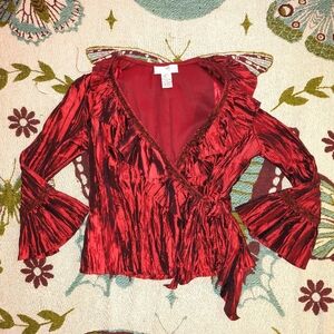 Elegant Red Wrap Top